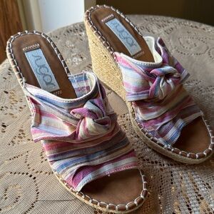 Sugar Multicolor Striped Wedge Sandals